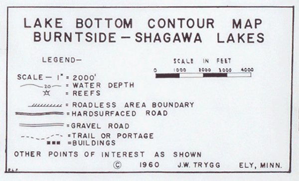 Burntside & Shagawa Lakes Depth map legend Ely Minnesota